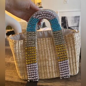 Vintage Beaded Rattan Bag